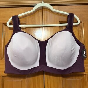 Energy Zone Plum and Light Pink High Support Sports Bra Size 3X NWT